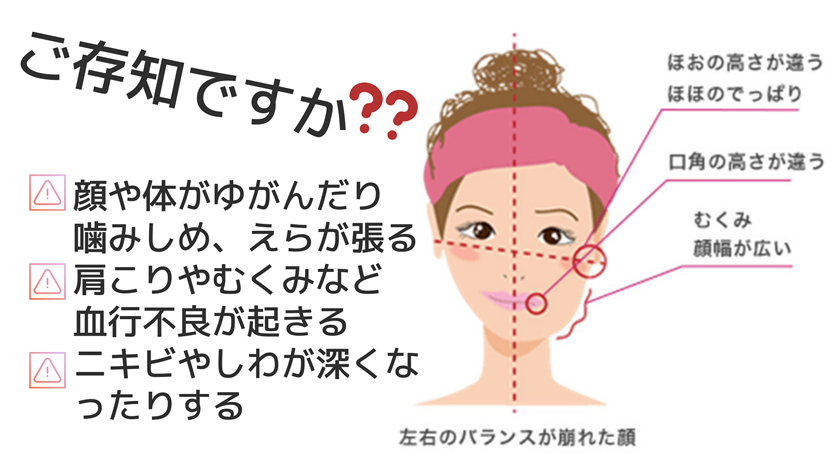 左右バランスが崩れた顔